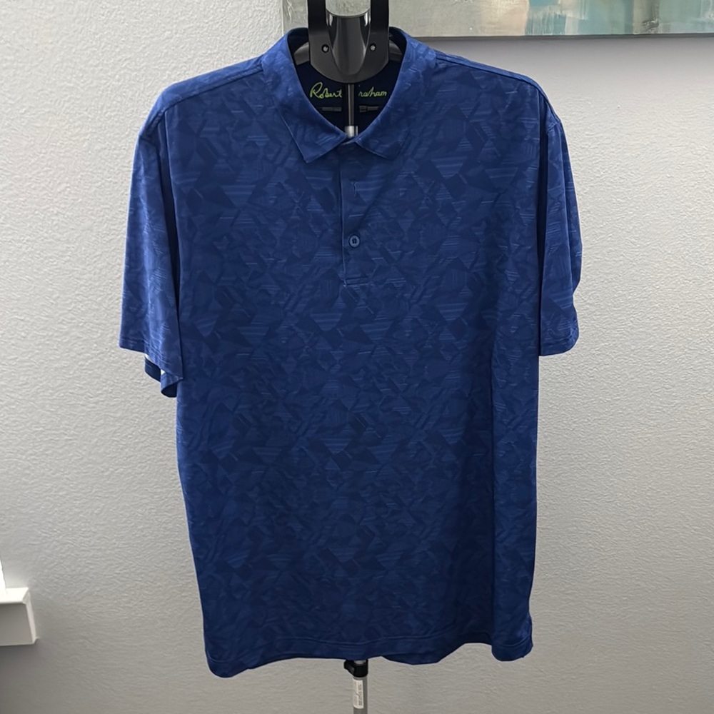 Robert Graham Blue Polo Shirt Textured Casual
